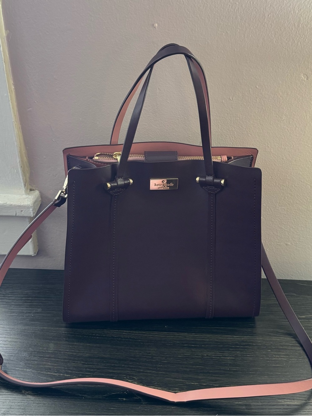 kate spade Two-Tone Plum and Blush Leather Satchel